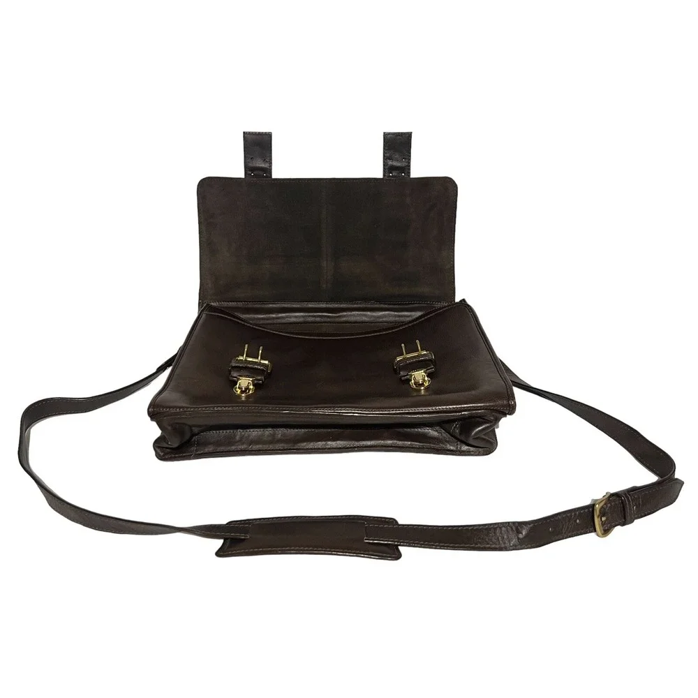 Hidesign Genuine Leather Messenger Briefcase Laptop Bag - Gorgeous Walnut Color